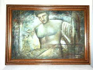 Original Art Acrilic Oil Painting on Canvas with Large Frame, Signed by Artist - Picture 1 of 5