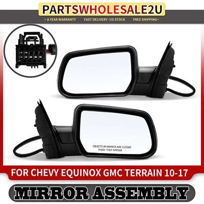 2x Espejo retrovisor eléctrico negro para conductor y pasajero para Chevy Equinox GMC Terrain Foto 1 de 4