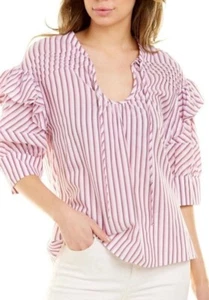 Neu mit Etikett Tanya Taylor Callie gestreiftes Puffärmel-Top Größe Small - Bild 1 von 3