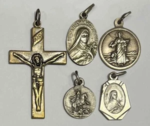 Europa 1940 ́ altes Lot x5 Hl. Therese Jesu Kindling, St. Georg, Kreuz, Bauchspeichelhäute - Bild 1 von 13