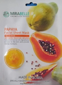 2X 25ml MIRABELLE PAPAYA FACIAL SHEET MASK FOR OIL CON.NO.1 K- MASK 2 packs - Picture 1 of 2