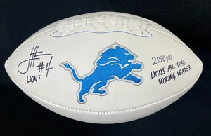 Jason Hanson Signed & Inscribed Detroit Lions Points Leader Football JSA COA - Picture 1 of 5