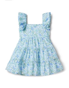 Janie and Jack Baby Tiered Ditzy Ruffle Dress Sz 6-12 Months Light Blue Floral - Picture 1 of 12