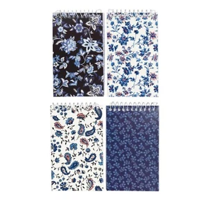 Jot Spiral Notepad 4 Pack 5x3 Mini Floral Notebooks 60 Sheets Blue Farmhouse - Picture 1 of 7