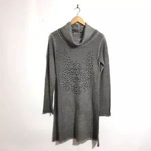 Lauren Vidal Dress Sz L Grey Long Blouse Wool Mohair Blend Rolled Collar Womens - Picture 1 of 6