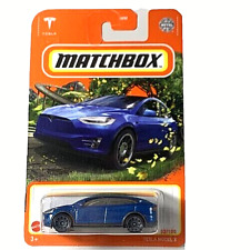 Tesla Model X Metallic Blue 2022 Matchbox 53/100