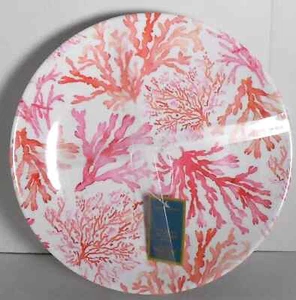 Lillian August Melamine Approx. 11" Coral Print Dinner Plates Set Of 4 New - Picture 1 of 2