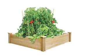 Dovetail Cedar Raised Garden Bed 4 ft. Square Vegetable Flower Planter Wood Kit
