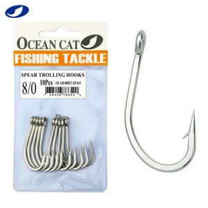 OCEAN CAT Classic Fishing Hook Stainless Steel Barbed Offset Point Circle Hooks - Picture 1 of 15