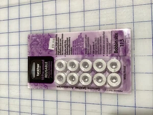 Brother 10 Pre-Wound Reusable Plastic Bobbins-White Embroidery Thread (Size 9.4) - Picture 1 of 2