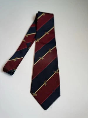 Corbata de seda tejida vintage Dunhill hecha en Inglaterra azul marino/marrón a rayas Foto 1 de 4