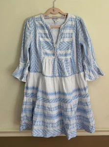Crown & Ivy Women's Tiered Dress Size XS Blue White Boho Southwestern Prairie - Picture 1 of 10