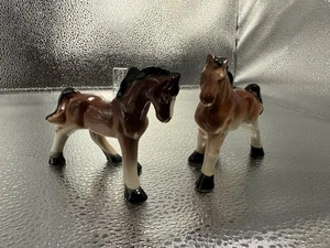 TWO Vintage 3" Ceramic Porcelain HORSE Figurines Marked "JAPAN - Picture 1 of 5