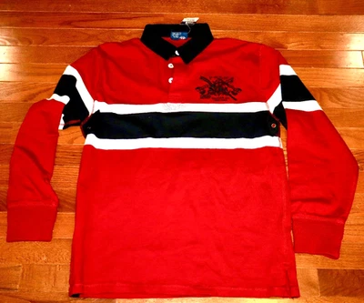 Polo Ralph Lauren Boys XL 18-20 Polo Rugby Golf Shirt Striped Logo Madison Ave - Image 1 of 4