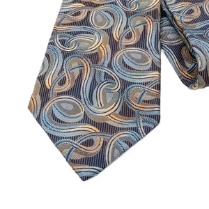 Corbata de seda Stacy Adams para hombre 60” azul metálico cachemira geométrica artística ancha nueva - Imagen 1 de 3