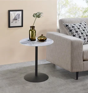 Circa 17.5" End Table | Gray Marble Top Side Table - Picture 1 of 5