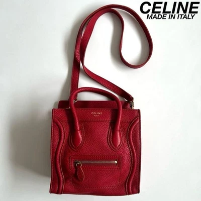 CELINE LUGGAGE NANO SHOPPER HAND BAG RED - Image 1 of 4