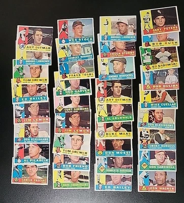 1960 年 Topps 棒球卡 - 36 张不同 - 带 Leon Wagner 和 Art Ditmar — 第 1/4 张图片