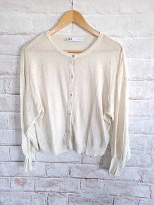 Zara Damen Strickjacke Cardigan Gr. S 36 Creme  - Bild 1 von 4