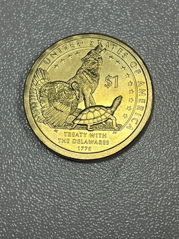 2013-P Sacagawea Native American Delaware Treaty Dollar w/ Wolf, Turkey, Turtle Cover