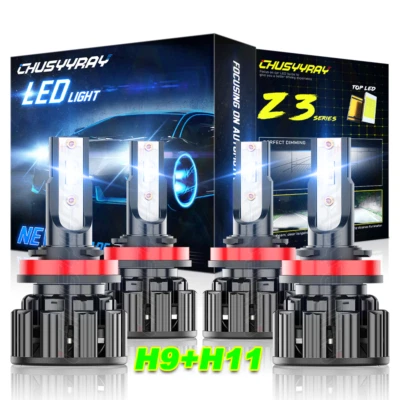 H11 LED Headlight Bulbs Low Beam H9 High Beam for Buick Allure 2005-2010 - Image 1 of 4