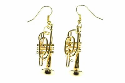 Pendientes Trompeta Corneta Trompeta Miniblings Latón Música Chapado en Oro + Caja Foto 1 de 4