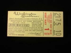 May 1, 1970 Oakland Athletics @ Washington Senators Ticket Stub - Picture 1 of 2