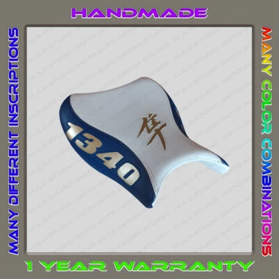 Custom (White-Blue+Gold) Front Seat Cover Suzuki Hayabusa 2008-2020 (2Gen) - Image 1 of 4