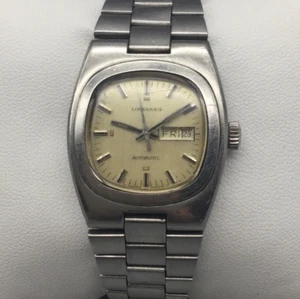 Vintage Longines Tank Watch Women 18mm Silver Tone Rectangle Day Date 6.25" - Picture 1 of 12