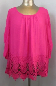 Camisa plisada rosa Spectrum única para mujer 1X pecho 47 acento de encaje 207-32760 nueva con etiquetas - Imagen 1 de 7