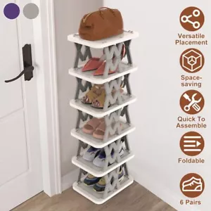 Shoe Rack Storage Organizer Small Shoe Rack Narrow DIY Adjust Shoe Shelf - Picture 1 of 24
