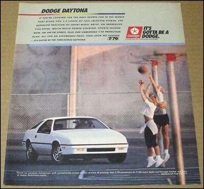 Dodge Daytona 1988 anuncio impreso 1987 auto anuncio 10x12 Johnnie Walker rojo Foto 1 de 4
