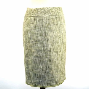 Ann Taylor Women's Light Green Tweed Lined Pencil Skirt Pleated Hem Size 2P - Picture 1 of 4