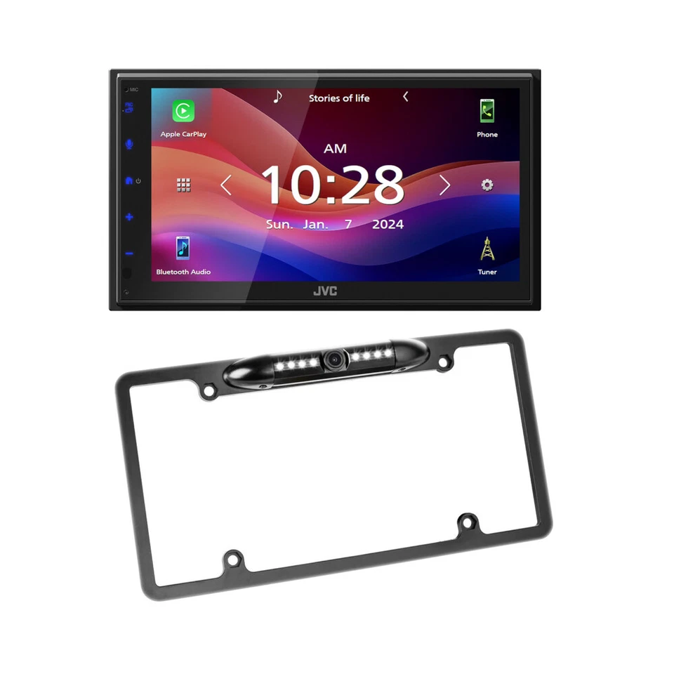 JVC KW-M590BT 6.8-In. Car In-Dash Unit Double-DIN/Single-DIN Short...