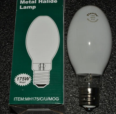 2 个灯泡 Plusrite 金属卤化物 175 瓦灯泡 MH175/C/U/MOG M57 新灯 Plus Rite — 第 1/2 张图片