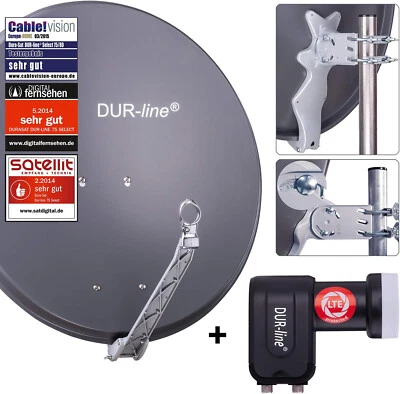 DUR-line Select 75/80A Alu Satellitenschüssel 80cm + Ultra Twin LNB 2 Teilnehmer - Bild 1 von 4