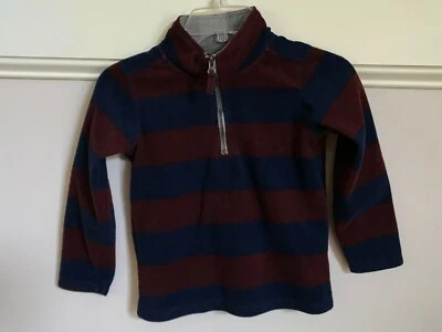 Carters Boys Navy Burgundy Stripe ¼ Zip Mock Fleece Pullover Size 6 VGUC - Image 1 of 3