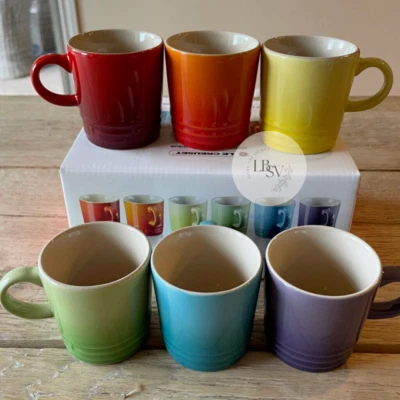 Juego de 6 tazas de café espresso Le Creuset gres arco iris multicolor London de 3,5 oz NUEVO Foto 1 de 4