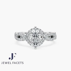 IGI Certified 1.56 Carat F/VS 14k Gold Marquise Cut Lab Grown Diamond Ring - Picture 1 of 11