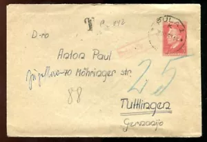 YUGOSLAVIA Croatia Pula 1951 Postal Stationery Cover to Germany Tax Postage Due - Picture 1 of 2