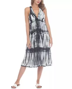 Raviya BLACK TIE DYE Tiered MIDI Dress Swim Coverup, US Small - Picture 1 of 1