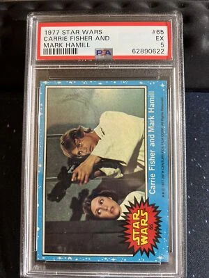 CARRIE FISHER & MARK HAMILL 1977 Topps STAR WARS LEIA & LUKE Card #65 PSA 5 - Image 1 of 2