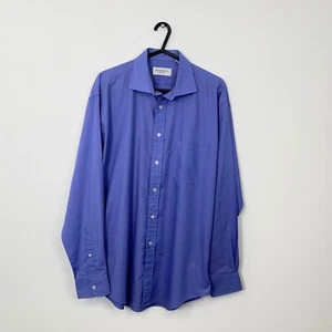 Vintage Yves Saint Laurent Mens Shirt Size 15.5 M Blue Button-Up Long-Sleeve YSL - Picture 1 of 5