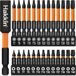 Hakkin Torx Bit Set Lang T5-T40 Bitsatz Für Akkuschrauber 27 Stück 25 + 60 Mm 1/ - Bild 1 von 8