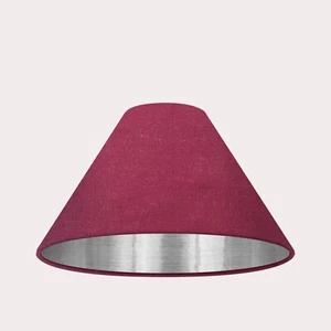Lampshade Burgundy Wine Textured 100% Linen Brushed Silver Tapered Coolie - Picture 1 of 5
