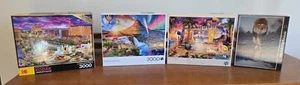 Lot Of 7 Puzzles 3000 2000 1000 Pieces (missing 1 Piece) Vegas Beach Lion Cars - Picture 1 of 9