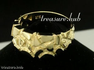 MR002- Genuine 9ct Solid Yellow Gold Shiny MENS Domed NUGGET Ring size T 9.75  - Picture 1 of 3