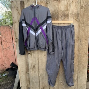 Vintage Bill Blass, Windbreaker Jacket Pants Lined Unisex Gray Purple - Picture 1 of 13