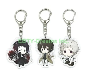 Set of 3 Bungou Stray Dogs Anime Acrylic Keychain Akutagawa Atsushi Osama v1 - Picture 1 of 2