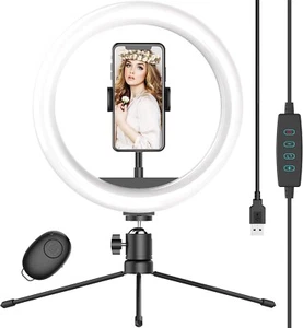 Waulnpekq 10 Self Ring Light W Tripod Stand Phone Holder Ring Light - Picture 1 of 6